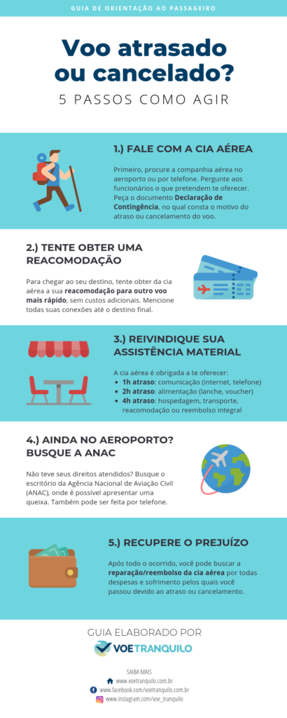 Infográfico O que fazer em caso de voo atrasado e voo cancelado